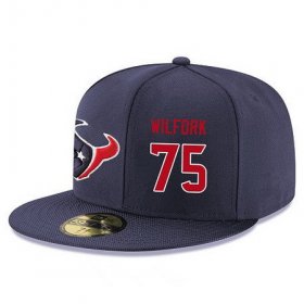 Cheap Houston Texans #75 Vince Wilfork Snapback Cap NFL Player Navy Blue with Red Number Stitched Hat