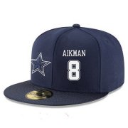 Cheap Dallas Cowboys #8 Troy Aikman Snapback Cap NFL Player Navy Blue with White Number Stitched Hat