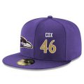 Cheap Baltimore Ravens #46 Morgan Cox Snapback Cap NFL Player Purple with Gold Number Stitched Hat