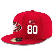 Cheap San Francisco 49ers #80 Jerry Rice Snapback Cap NFL Player Red with White Number Stitched Hat