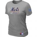 Wholesale Cheap Women's New York Mets Nike Short Sleeve Practice MLB T-Shirt Light Grey