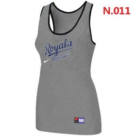 Wholesale Cheap Women\'s Nike Kansas City Royals Tri-Blend Racerback Stretch Tank Top Light Grey