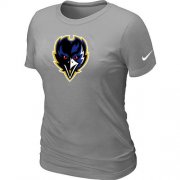 Wholesale Cheap Women's Baltimore Ravens Team Logo T-Shirt Light Grey