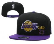 Cheap Men's Los Angeles Lakers #23 LeBron James Black Snapback Ajustable Cap Hat YD