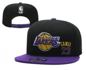 Cheap Men\'s Los Angeles Lakers #23 LeBron James Black Snapback Ajustable Cap Hat YD