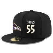 Cheap Baltimore Ravens #55 Terrell Suggs Snapback Cap NFL Player Black with White Number Stitched Hat