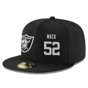 Cheap Oakland Raiders #52 Khalil Mack Snapback Cap NFL Player Black with Silver Number Stitched Hat