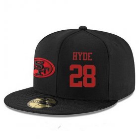 Cheap San Francisco 49ers #28 Carlos Hyde Snapback Cap NFL Player Black with Red Number Stitched Hat