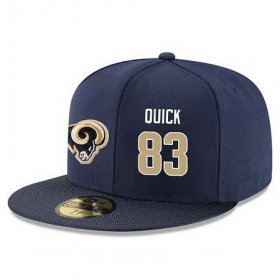 Cheap Los Angeles Rams #83 Brian Quick Snapback Cap NFL Player Navy Blue with Gold Number Stitched Hat