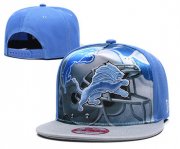 Cheap Lions Team Logo Blue Gray Adjustable Leather Hat TX