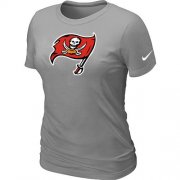 Wholesale Cheap Women's Nike Tampa Bay Buccaneers Logo NFL T-Shirt Light Grey