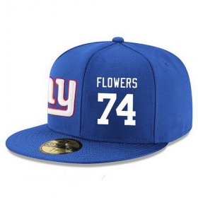 Cheap New York Giants #74 Ereck Flowers Snapback Cap NFL Player Royal Blue with White Number Stitched Hat