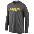 Wholesale Cheap Nike Kansas City Chiefs Authentic Font Long Sleeve T-Shirt Dark Grey