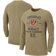 Wholesale Cheap Men's Cincinnati Bengals Nike Tan 2019 Salute to Service Sideline Performance Long Sleeve Shirt