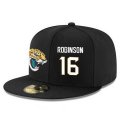 Cheap Jacksonville Jaguars #16 Denard Robinson Snapback Cap NFL Player Black with White Number Stitched Hat