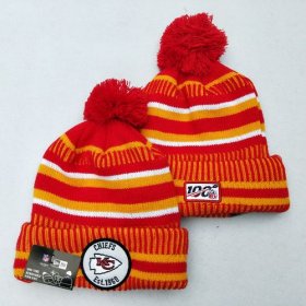 Cheap Chiefs Team Logo Red 100th Season Pom Knit Hat YD