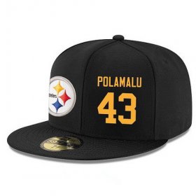 Cheap Pittsburgh Steelers #43 Troy Polamalu Snapback Cap NFL Player Black with Gold Number Stitched Hat