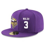 Cheap Minnesota Vikings #3 Blair Walsh Snapback Cap NFL Player Purple with White Number Stitched Hat