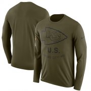 Wholesale Cheap Men's Kansas City Chiefs Nike Olive Salute to Service Sideline Legend Performance Long Sleeve T-Shirt