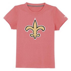 Wholesale Cheap New Orleans Saints Authentic Logo Youth T-Shirt Pink