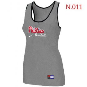 Wholesale Cheap Women\'s Nike Philadelphia Phillies Tri-Blend Racerback Stretch Tank Top Light Grey