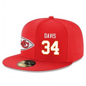 Cheap Kansas City Chiefs #34 Knile Davis Snapback Cap NFL Player Red with White Number Stitched Hat