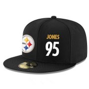 Cheap Pittsburgh Steelers #95 Jarvis Jones Snapback Cap NFL Player Black with White Number Stitched Hat