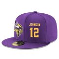 Cheap Minnesota Vikings #12 Charles Johnson Snapback Cap NFL Player Purple with Gold Number Stitched Hat