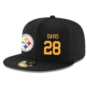 Cheap Pittsburgh Steelers #28 Sean Davis Snapback Cap NFL Player Black with Gold Number Stitched Hat