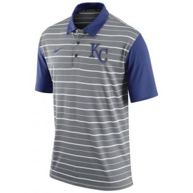 Wholesale Cheap Men\'s Kansas City Royals Nike Gray Dri-FIT Stripe Polo