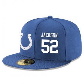 Cheap Indianapolis Colts #52 D\'Qwell Jackson Snapback Cap NFL Player Royal Blue with White Number Stitched Hat