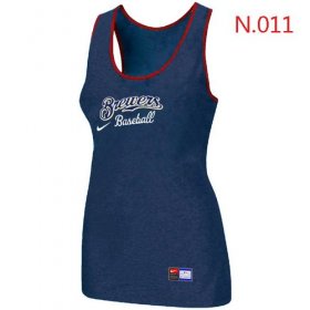 Wholesale Cheap Women\'s Nike Milwaukee Brewers Tri-Blend Racerback Stretch Tank Top Blue