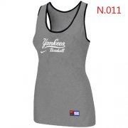 Wholesale Cheap Women's Nike New York Yankees Tri-Blend Racerback Stretch Tank Top Light Grey