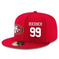 Cheap San Francisco 49ers #99 DeForest Buckner Snapback Cap NFL Player Red with White Number Stitched Hat