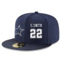 Cheap Dallas Cowboys #22 Emmitt Smith Snapback Cap NFL Player Navy Blue with White Number Stitched Hat