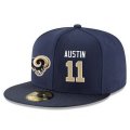 Cheap Los Angeles Rams #11 Tavon Austin Snapback Cap NFL Player Navy Blue with Gold Number Stitched Hat