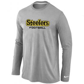 Wholesale Cheap Nike Pittsburgh Steelers Authentic Font Long Sleeve T-Shirt Grey