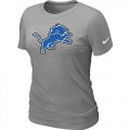 Wholesale Cheap Women's Nike Detroit Lions Logo NFL T-Shirt Light Grey