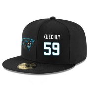 Cheap Carolina Panthers #59 Luke Kuechly Snapback Cap NFL Player Black with White Number Stitched Hat