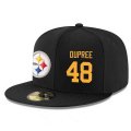 Cheap Pittsburgh Steelers #48 Bud Dupree Snapback Cap NFL Player Black with Gold Number Stitched Hat