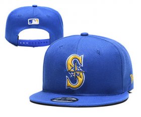 Cheap Mariners Team Logo Blue Adjustable Hat YD