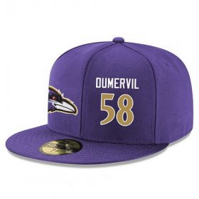 Cheap Baltimore Ravens #58 Elvis Dumervil Snapback Cap NFL Player Purple with Gold Number Stitched Hat