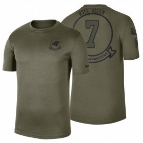 Wholesale Cheap Carolina Panthers #7 Kyle Allen Olive 2019 Salute To Service Sideline NFL T-Shirt