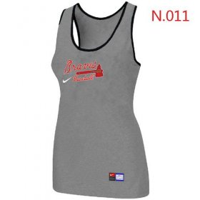 Wholesale Cheap Women\'s Nike Atlanta Braves Tri-Blend Racerback Stretch Tank Top Light Grey