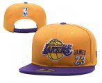 Cheap Men's Los Angeles Lakers #23 LeBron James Purple Snapback Ajustable Cap Hat 1