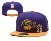 Cheap Men's Los Angeles Lakers #23 LeBron James Purple Snapback Ajustable Cap Hat 2