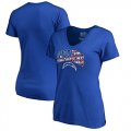 Wholesale Cheap Women's Los Angeles Chargers NFL Pro Line by Fanatics Branded Royal Banner Wave V-Neck T-Shirt