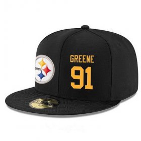 Cheap Pittsburgh Steelers #91 Kevin Greene Snapback Cap NFL Player Black with Gold Number Stitched Hat