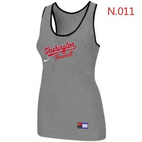 Wholesale Cheap Women\'s Nike Washington Nationals Tri-Blend Racerback Stretch Tank Top Light Grey