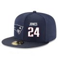 Cheap New England Patriots #24 Cyrus Jones Snapback Cap NFL Player Navy Blue with White Number Stitched Hat